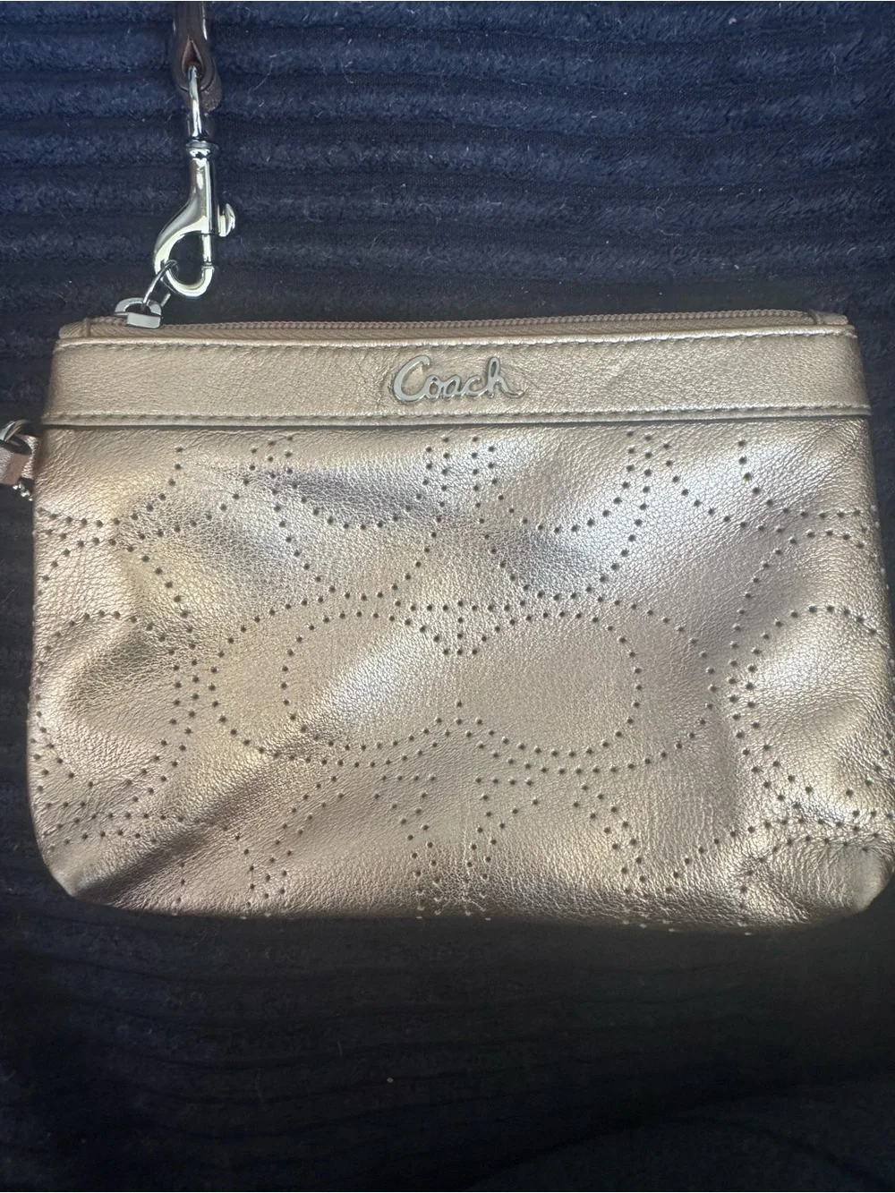 Coach Metallic Gold Perforated Wristlet